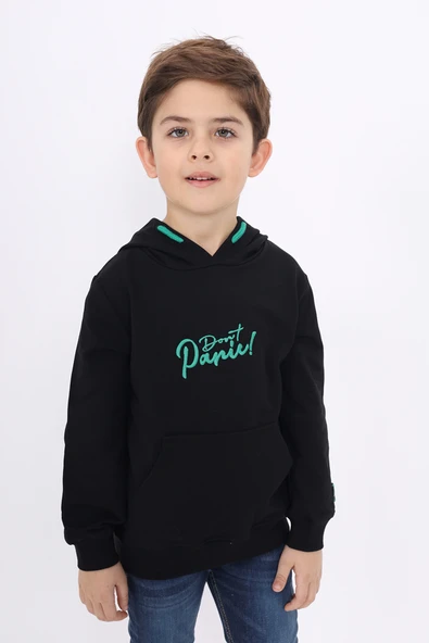 Toontoy Erkek Çocuk Relax Fit Kapüşonlu Cepli Nakış Baskılı Sweatshirt - 2 İplik ürün görseli 1