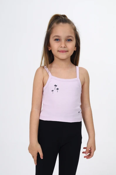 Toontoy Kız Çocuk Baskılı Kare Yaka Basic Atlet ürün görseli 1