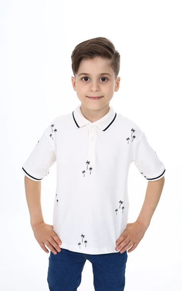 Toontoy Erkek Çocuk Polo Yaka Palmiye  Baskılı Tişört ürün görseli 1