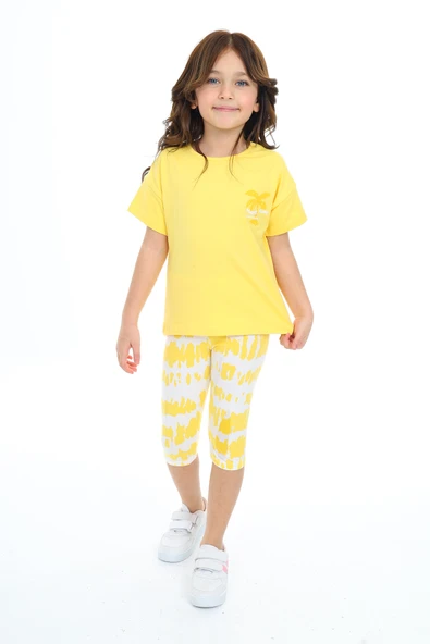 Toontoy Kız Çocuk Batik Desen Have Fun Yazı Baskılı Kaprili Takım ürün görseli 1
