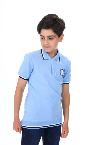 Toontoy Erkek Çocuk Polo Yaka Kısa Kollu Palmiye Baskılı Tişört 23370 ürün görseli 1