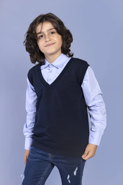 Toontoy Erkek Çocuk Süveterli Okul Gömlek ürün görseli 1