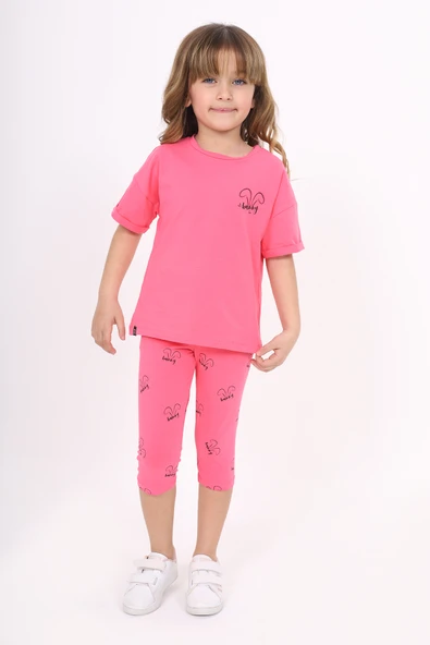 Toontoy Kız Çocuk Bunny Baskılı Kaprili Takım ürün görseli 1