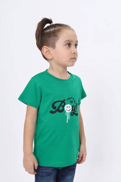 Toontoy Erkek Çocuk  Bisiklet Yaka Kısa Kollu Baskılı Tişört 24103 ürün görseli 1