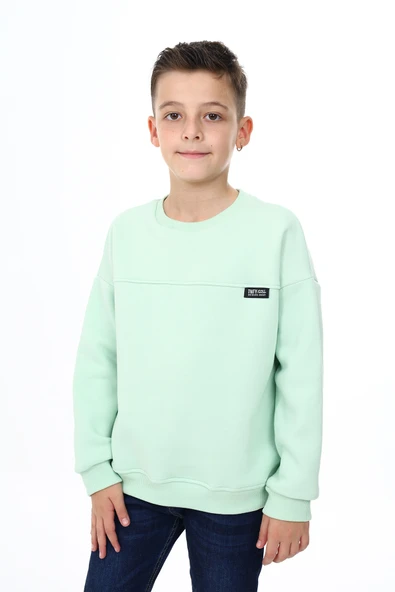 Toontoy Erkek Çocuk Relax Fit Bisiklet Yaka Düşük Omuz Baskılı Parçalı Sweatshirt - 2 İplik ürün görseli 1