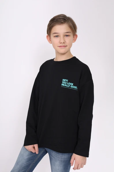 Toontoy Erkek Çocuk Hey You Look  Baskılı Sweatshirt ürün görseli 1