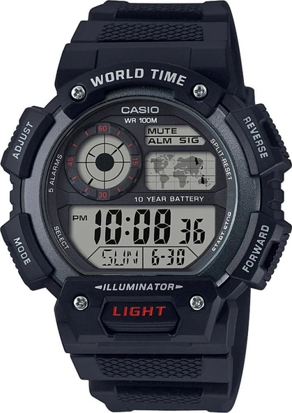 CASIO AE-1400WH-1AVDF SİYAH SİLİKON KORDON DİJİTAL ERKEK KOL SAATİ ürün görseli 1