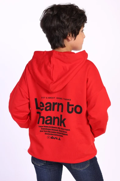 Toontoy Erkek Çocuk Kapüşonlu Kanguru Cepli Baskılı Sweatshirt ürün görseli 1