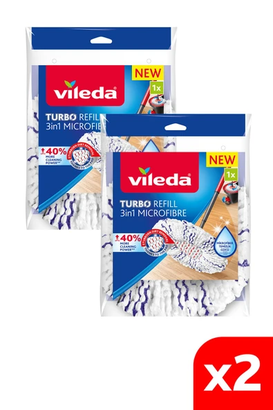 Vileda Turbo 3in1 Extra Pedli Mikrofiber Yedek Paspas 2 Paket ürün görseli 1