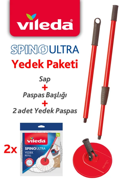 Vileda Spino Ultra Yedek Paketi Sap + Paspas Başlığı + 2 Adet Mikrofiber Yedek Paspas ürün görseli 1
