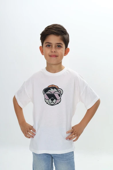 Toontoy Erkek Çocuk Şapkalı Ayı Baskılı Tişört ürün görseli 1