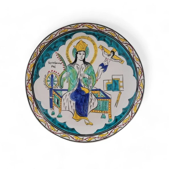 Bakire Katerina 25x25 cm El Boyama İznik Çini Tabak ürün görseli 1