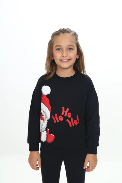 Toontoy Kız Çocuk Regular Fit Bisiklet Yaka Düşük Omuz Baskılı Sweatshirt - 2 İplik ürün görseli 1