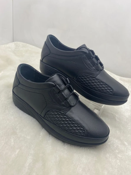 VOYAGER 8585 SİYAH HAKİKİ DERİ KADIN COMFORT AYAKKABI ürün görseli 1