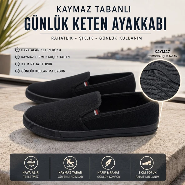 ÇİĞDEM SİYAH KETEN AYAKKABI ürün görseli 1