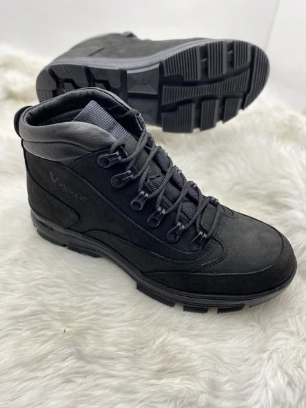 VOYAGER  Unisex GERÇEK NUBUK DERİ BİLEKTE SİYAH TREKKİNG BOT (3965 ) ürün görseli 1