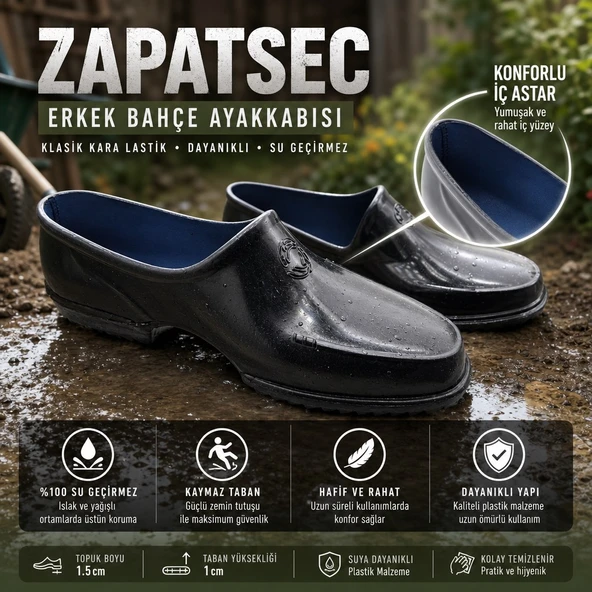 ZapatSec Erkek Bahçe Ayakkabısı (Kara Lastik) ürün görseli 1