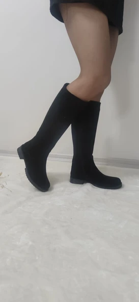 ÇİĞDEM SİYAH SÜET FERMUARLI KADIN ÇİZME ürün görseli 1