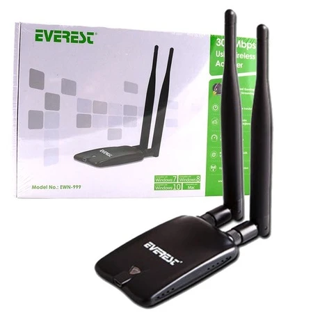 Everest EWN-999 300 Mbps Yüksek Hız Çift Anten Kablosuz Adaptör - Usb Wifi Alıcı ürün görseli 1