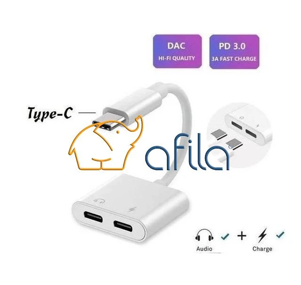 2in1 Type-C to Type-C Kulaklık ve Şarj Çoklayıcı Converter Adapter Çevirici Çoklayıcı ürün görseli 1