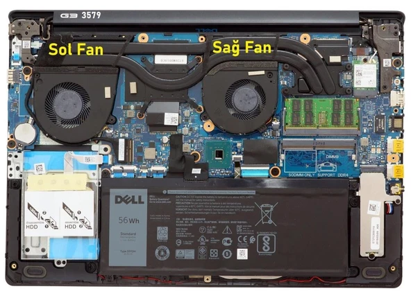 Dell P75F (3579) Notebook Cpu Fanı V1 (Sağ Fan) ürün görseli 1