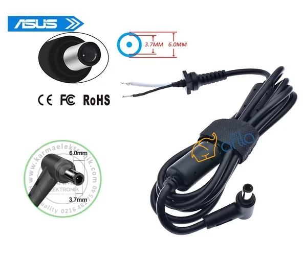 6.0mm*3.7mm Asus Rog Notebook Adaptörü Tamir Kablosu 150W, 180W, 200W, 240W uyumlu Kalın Kablo ürün görseli 1