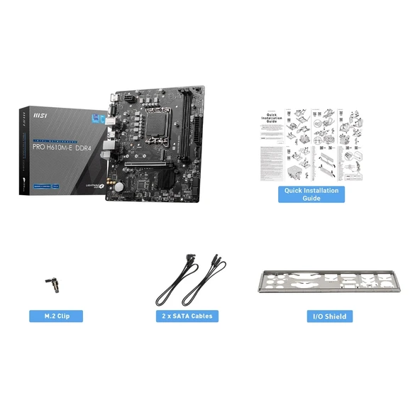 MSI PRO H610M-E DDR4 SOKET 1700 DDR4 3200(OC) HDMI VGA M.2 USB3.2 1x 1G LAN mATX ürün görseli 1