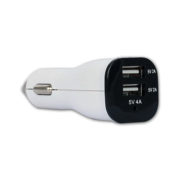 RETRO 5V 4A iPad, Tablet, Telefon USB Araç Şarj Adaptörü - Beyaz - Çift USB ürün görseli 1