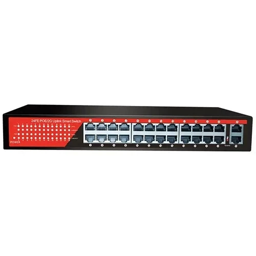 EZCOOL EZ-24PSF 24 PORT 24xFE+2xGE GIGABIT POE SWITCH 320W ürün görseli 1