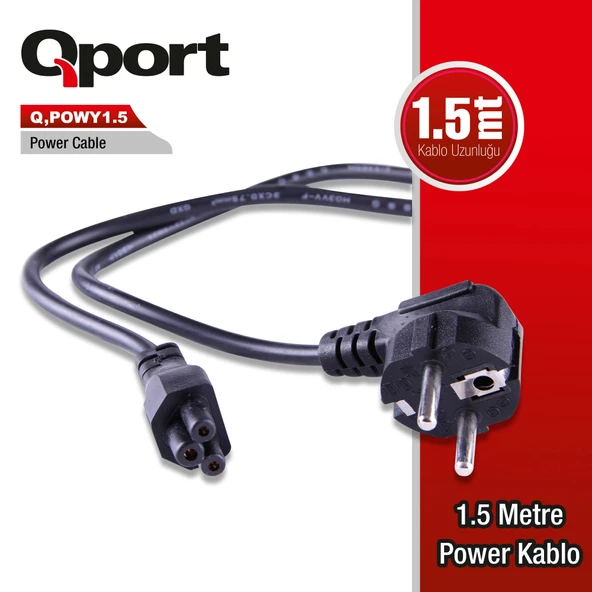 QPORT Q-POWY1.5 1.5 METRE PC POWER KABLOSU ürün görseli 1