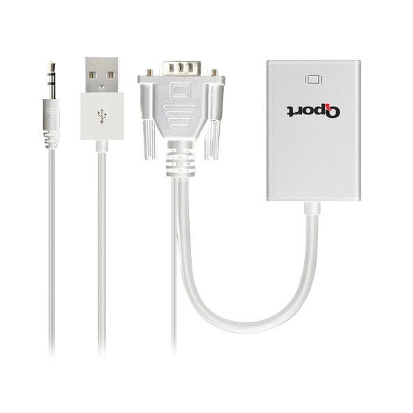 QPORT Q-VH VGA TO HDMI ÇEVİRİCİ + SES KABLOSU ürün görseli 1