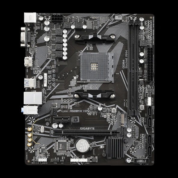 GIGABYTE A520M K V2 DDR4 5100Mhz(OC) HDMI M.2 mATX AM4 ürün görseli 1