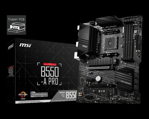 MSI B550-A PRO DDR4 4400(OC)Mhz HDMI / DP ATX AM4 ürün görseli 1