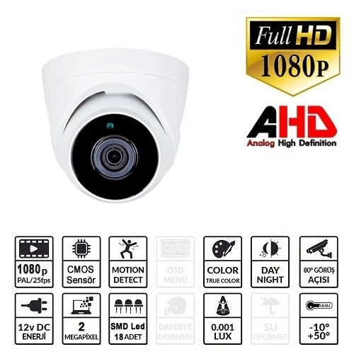 EZCOOL EZ-5120HD 2MP 2.8MM LENS AHD DOME KAMERA ürün görseli 1