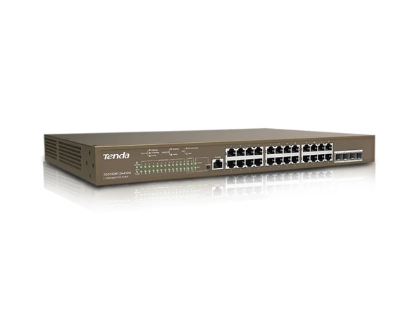 TENDA TEG5328P-24-410W 24GE PoE Port (370W), 4xSFP L3 Yönetilebilir Switch ürün görseli 1