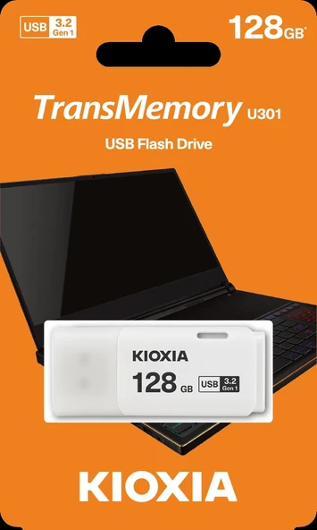 128GB USB3.2 GEN1 KIOXIA BEYAZ USB BELLEK LU301W128GG4 ürün görseli 1