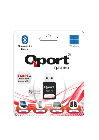 QPORT Q-BLU5.1 BLUETOOTH V5.1 USB ADAPTOR - Resim 2