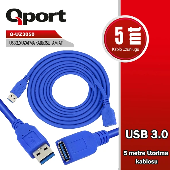 QPORT Q-UZ3050 USB3.0 5MT UZATMA KABLOSU ürün görseli 1