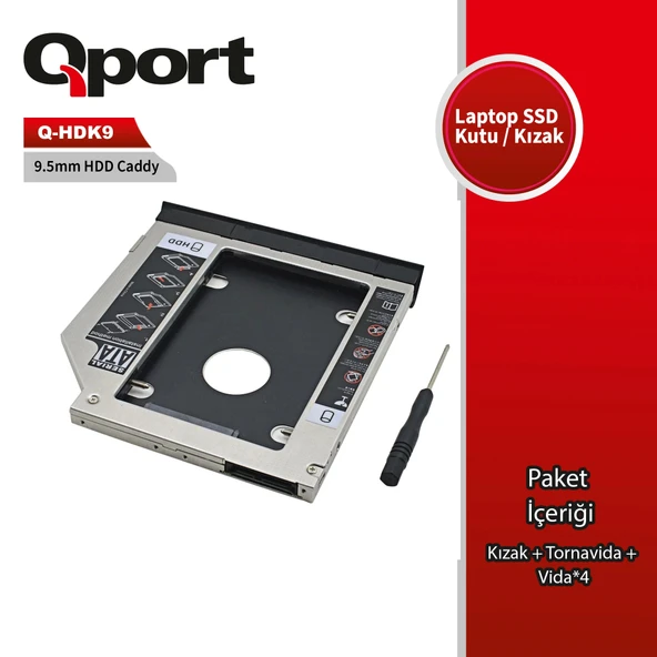 QPORT Q-HDK9 2.5 HDD/SSD UYUMLU CEVIRICI 9.5 OPTIK SATA KIZAK ürün görseli 1