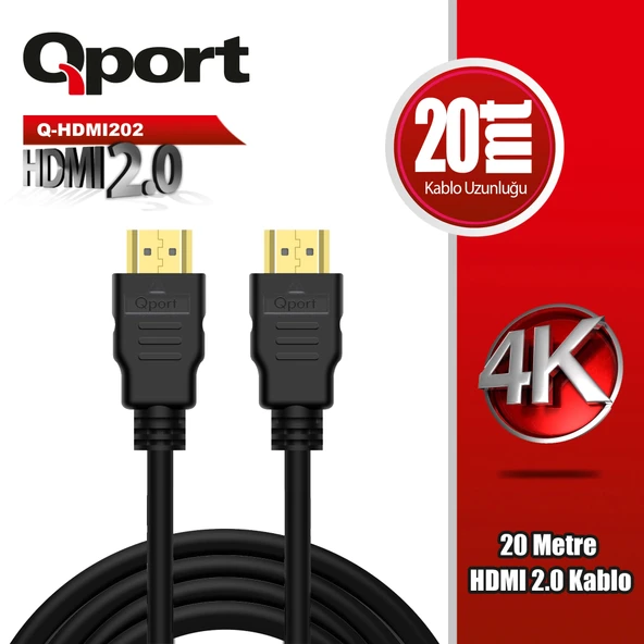 QPORT Q-HDMI202 HDMI 2.0 V ALTIN UÇLU KABLO 20 MT ürün görseli 1