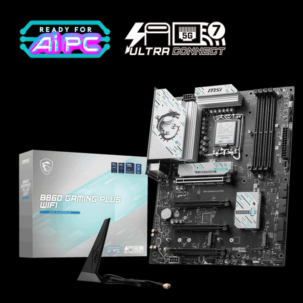 MSI MB B860 GAMING PLUS WIFI SOKET 1851 DDR5 8600MHZ(OC) 3xM.2 1x TB4 HDMI DISPLAY 5G LAN WIFI 7 ATX ürün görseli 1