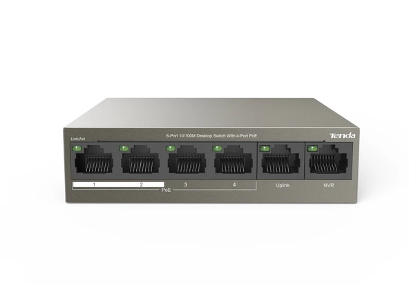 TENDA TEF1106P-4-63W 6PORT 10/100 YÖNETİLEMEZ POE SWITCH ürün görseli 1
