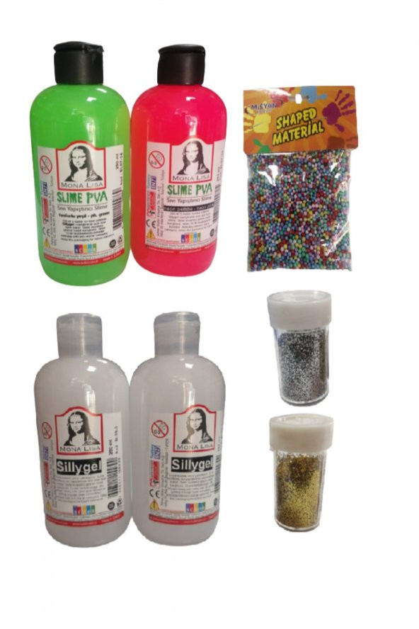 Slime Slaym Yapma Seti 250ml* 4 adet + Toz Sim 2 Adet + Köpük ürün görseli 1