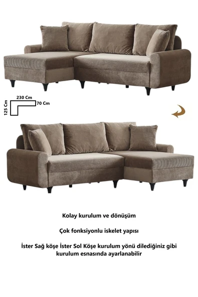 Kagu Corner Flavia Köşe Takımı Kahve - Resim 2