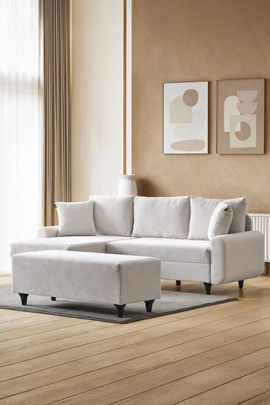 Kagu Corner Flavia Köşe Takımı Puflu Ekru ürün görseli 1