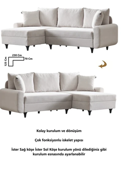 Kagu Corner Flavia Köşe Takımı Ekru - Resim 2