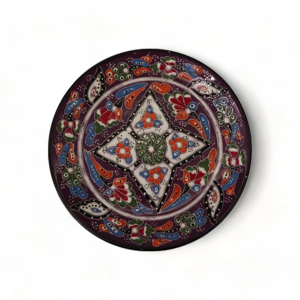Özel Motifli Mor Renkli Tabak 18 cm - Resim 3