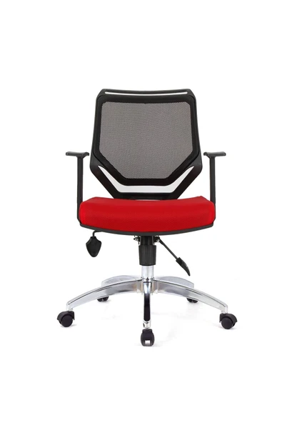 Koltukstilim   Moreno Kırmızı Fileli Çalışma Koltuğu Ofis Koltuğu Büro Koltuğu Krom Ayak ürün görseli 1