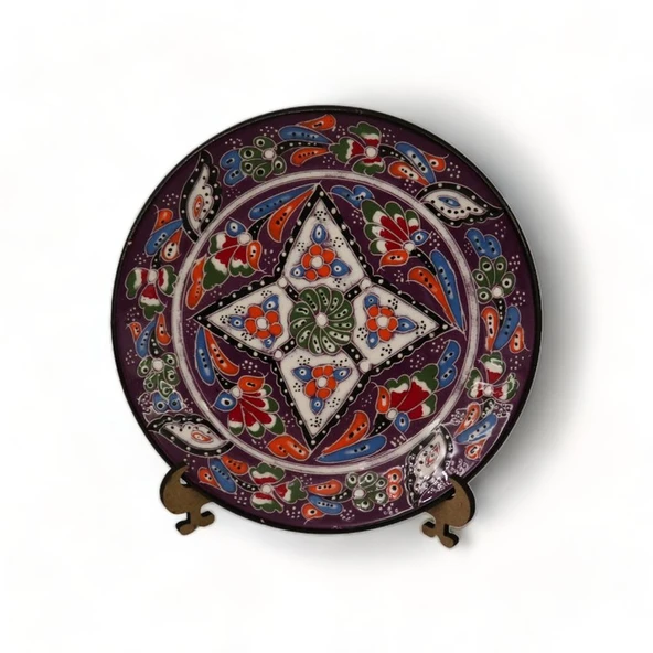 Özel Motifli Mor Renkli Tabak 18 cm - Resim 4