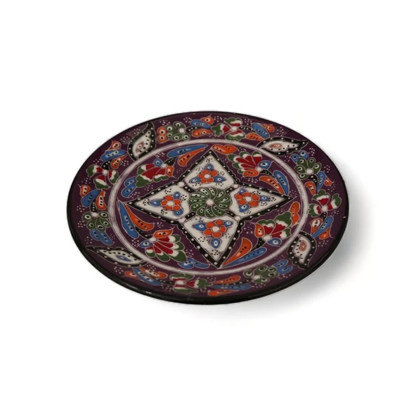 Özel Motifli Mor Renkli Tabak 18 cm - Resim 2